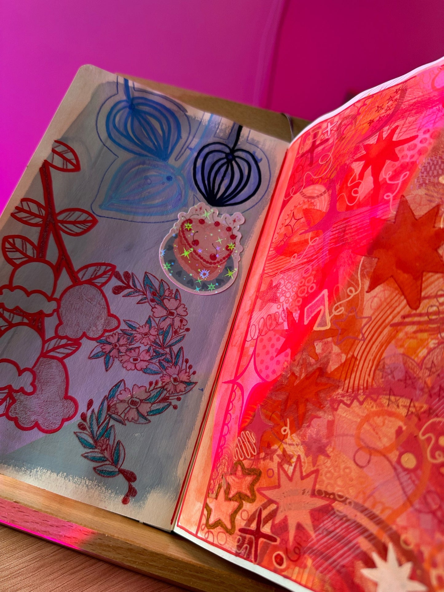 holographic heart cake sticker