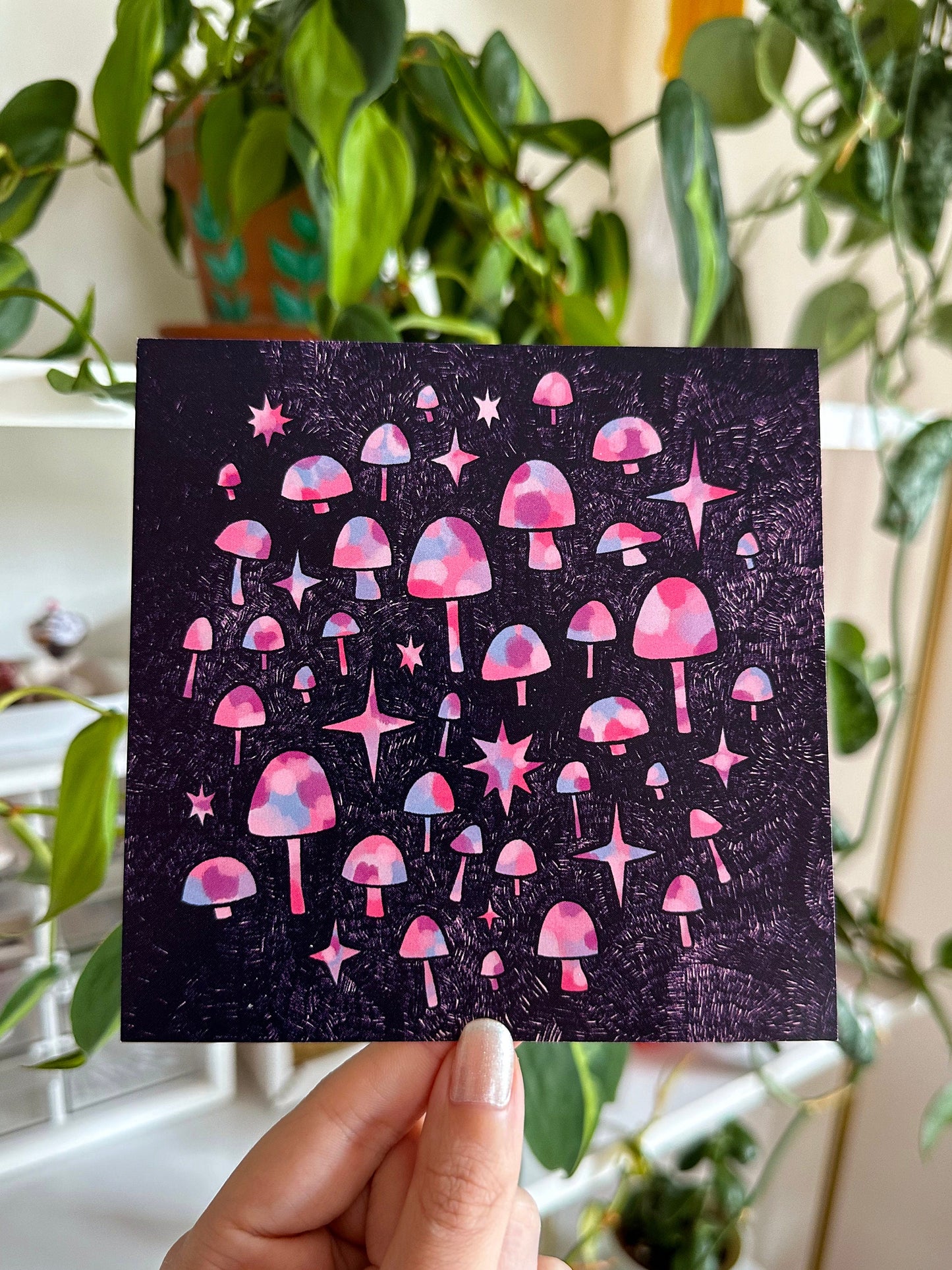 mushrooms square mini art print - 5x5