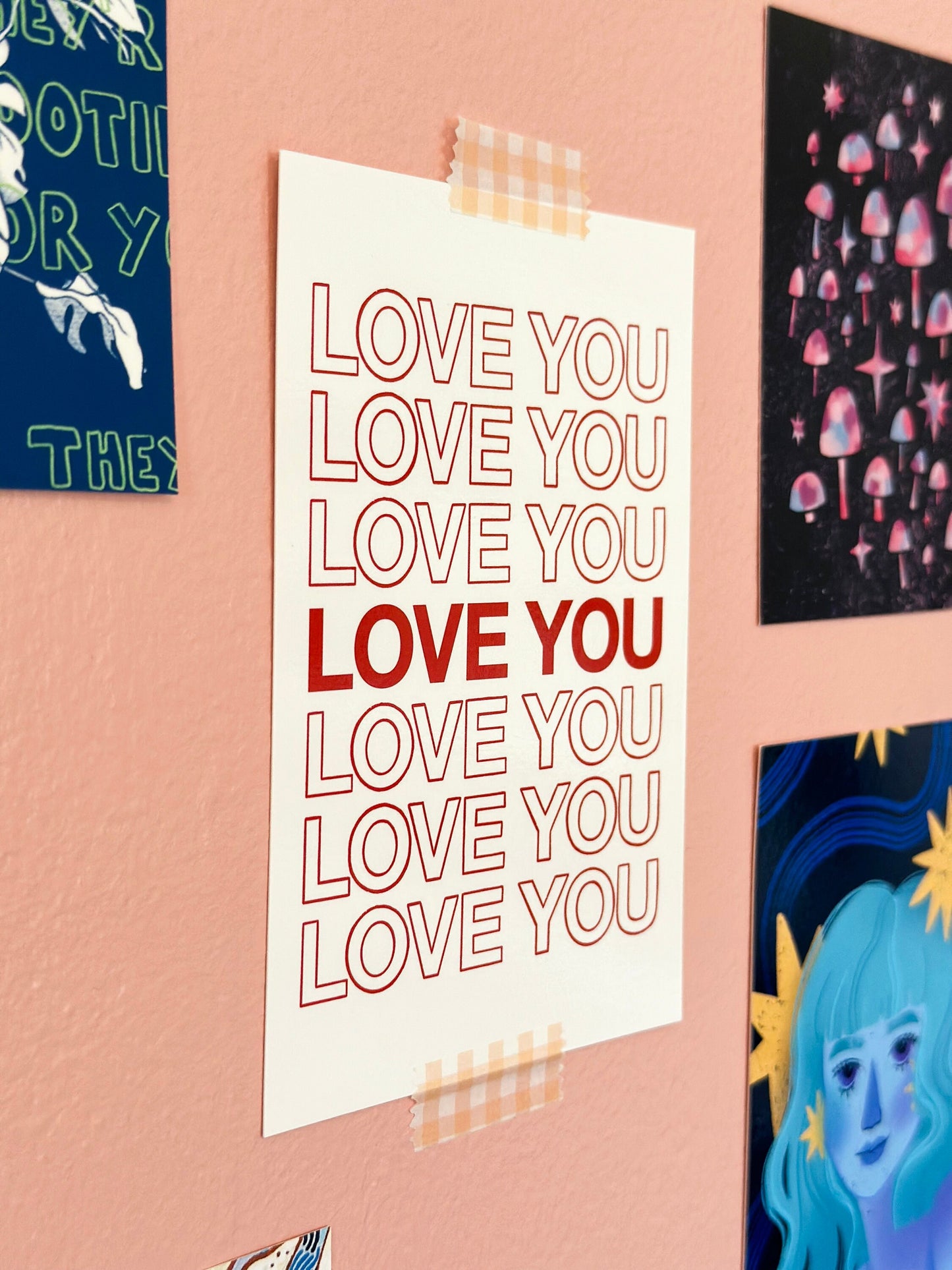 love you mini art print - 4x6 postcard size
