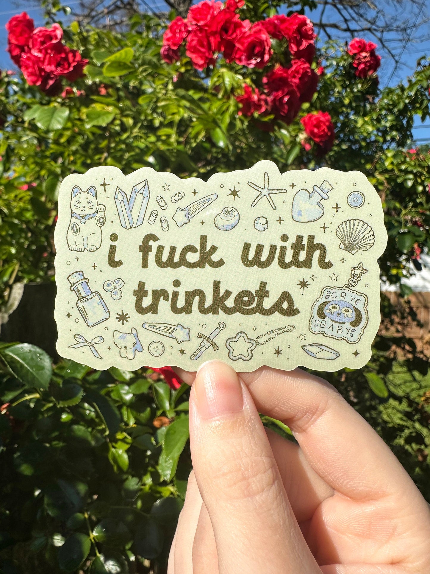 i fuck with trinkets sticker