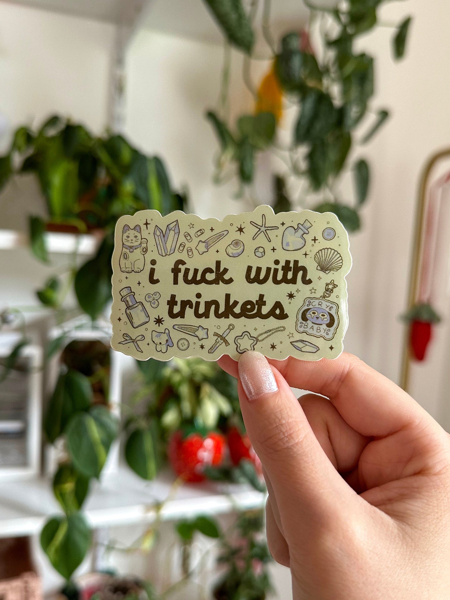 i fuck with trinkets sticker