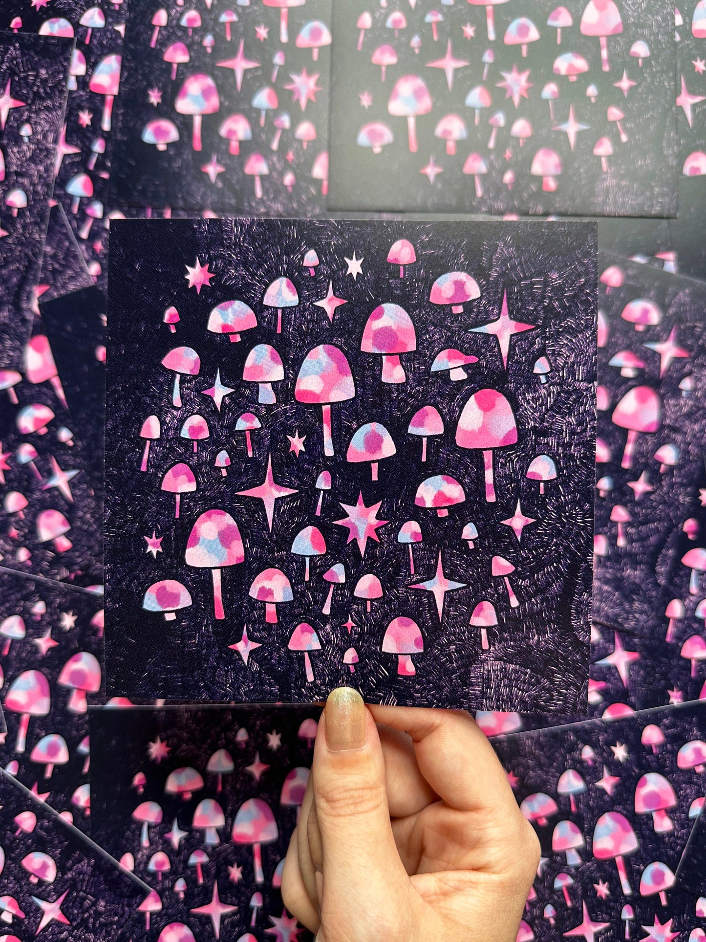 mushrooms square mini art print - 5x5