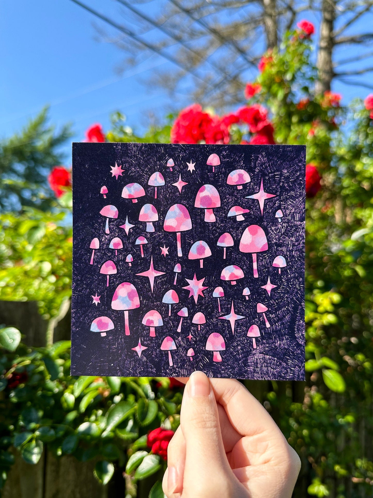 mushrooms square mini art print - 5x5