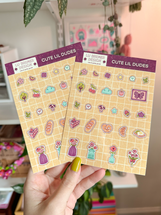 cute little dudes vinyl sticker sheet