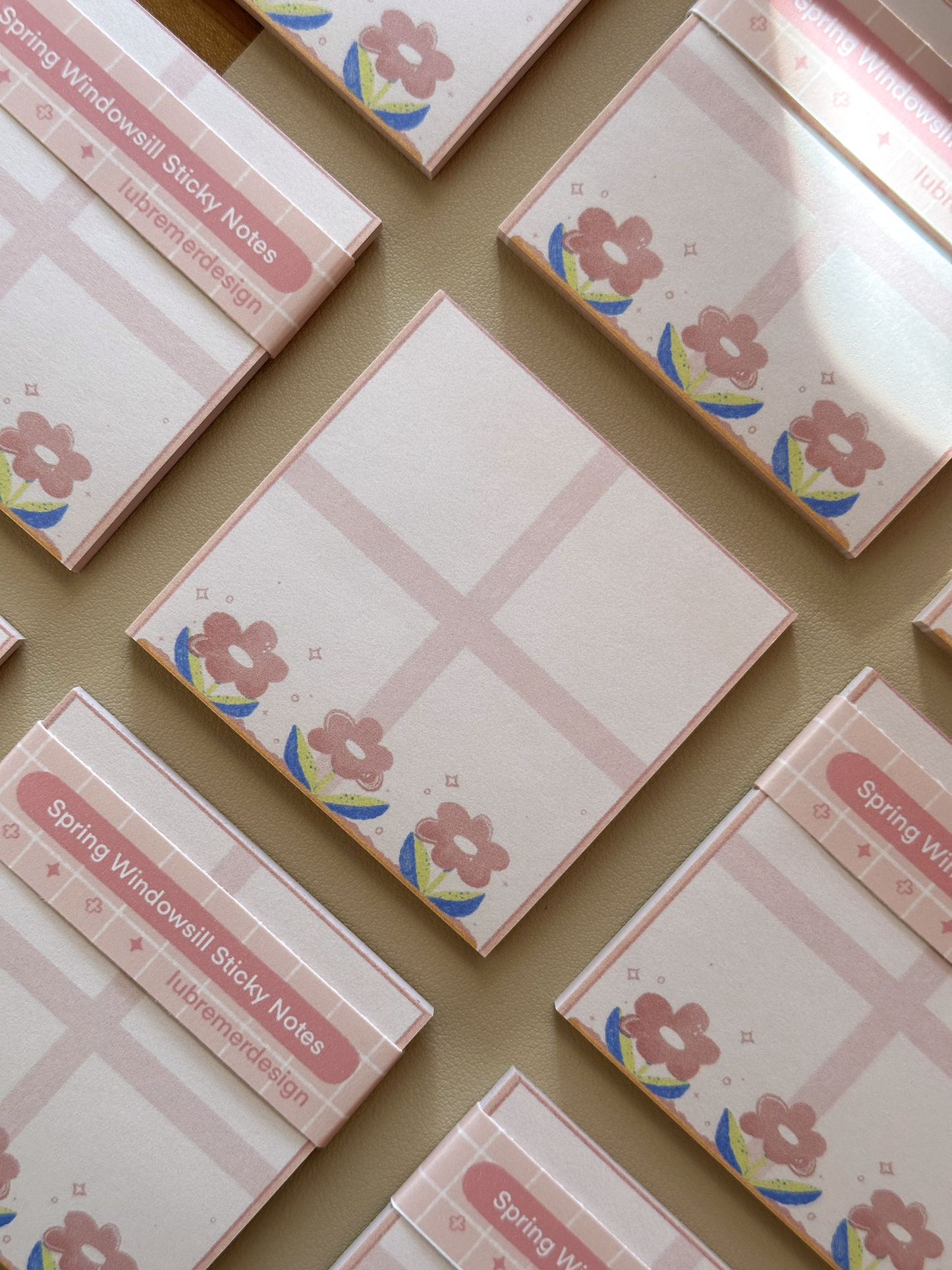 spring windowsill sticky notes