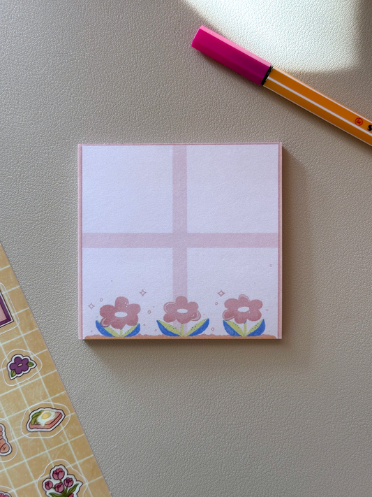 spring windowsill sticky notes