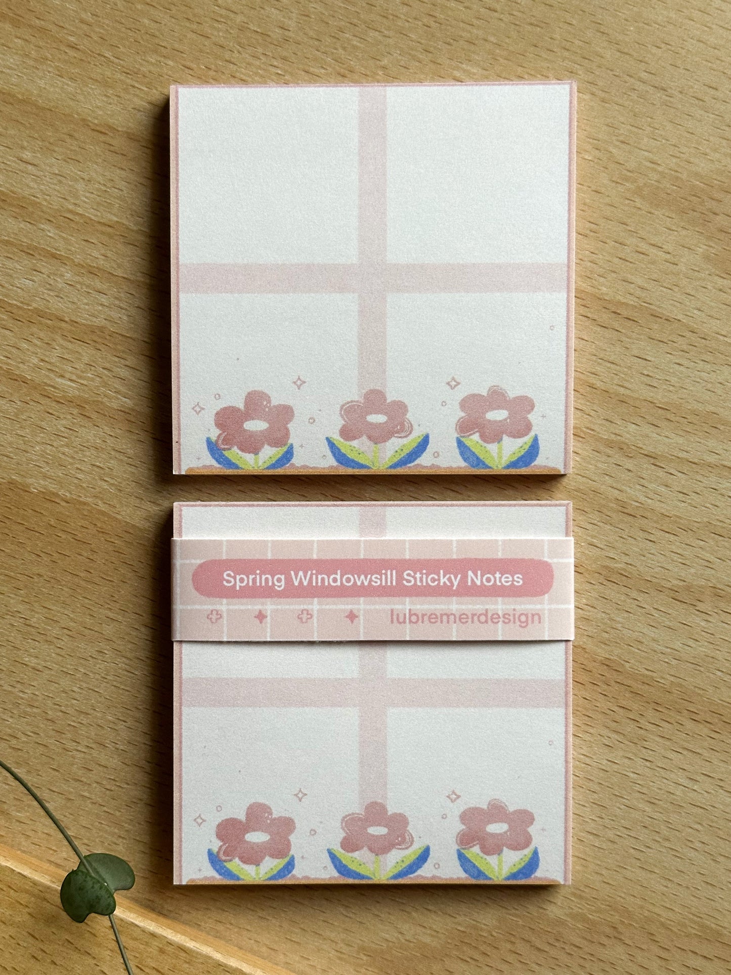 spring windowsill sticky notes